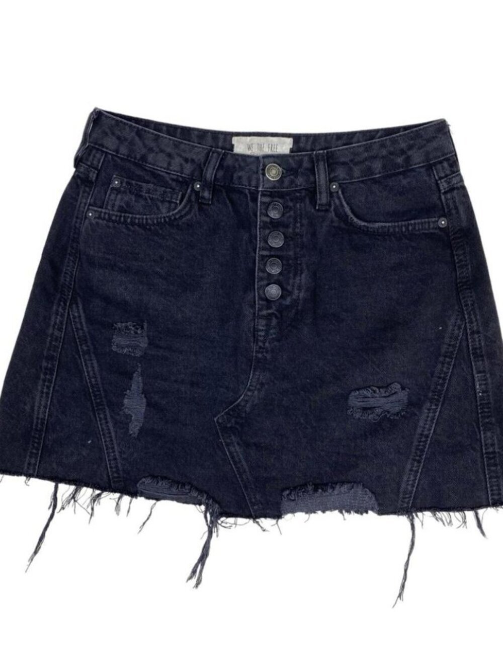 Free People Black Denim Mini Skirt Size 24